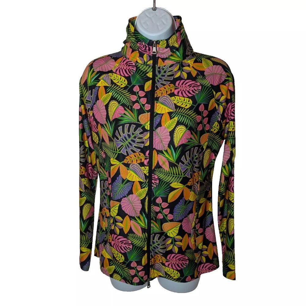 TEE 2 SEA Activewear jacket Sz S FULL ZIP colorful RECYCLED PET MADE in USA RARE